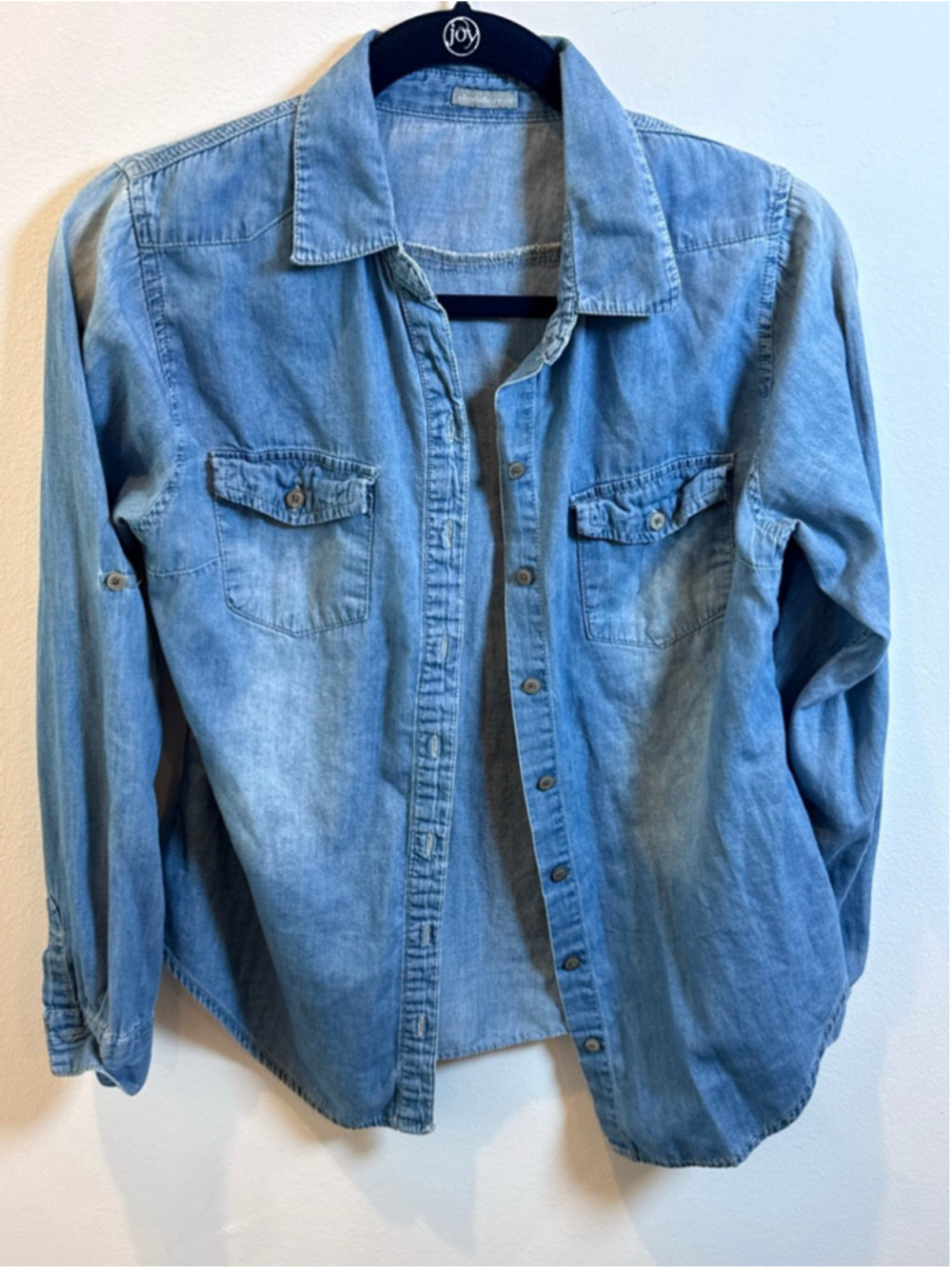 Women's Charlotte Russe‎ Blue Denim Button Down Shirt Juniors S